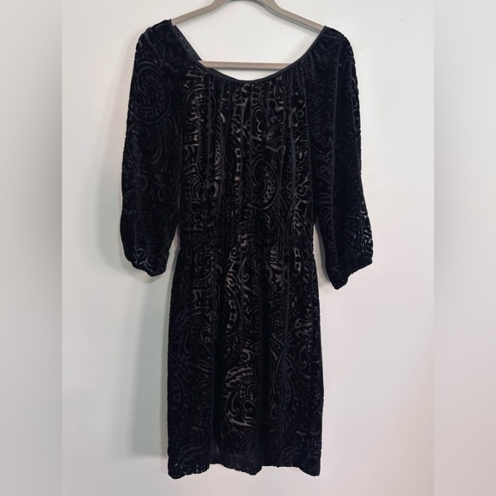 Muse Burnout Velvet Dress Sz. 4 Black Paisley Lined Party Cocktail Holiday Boho